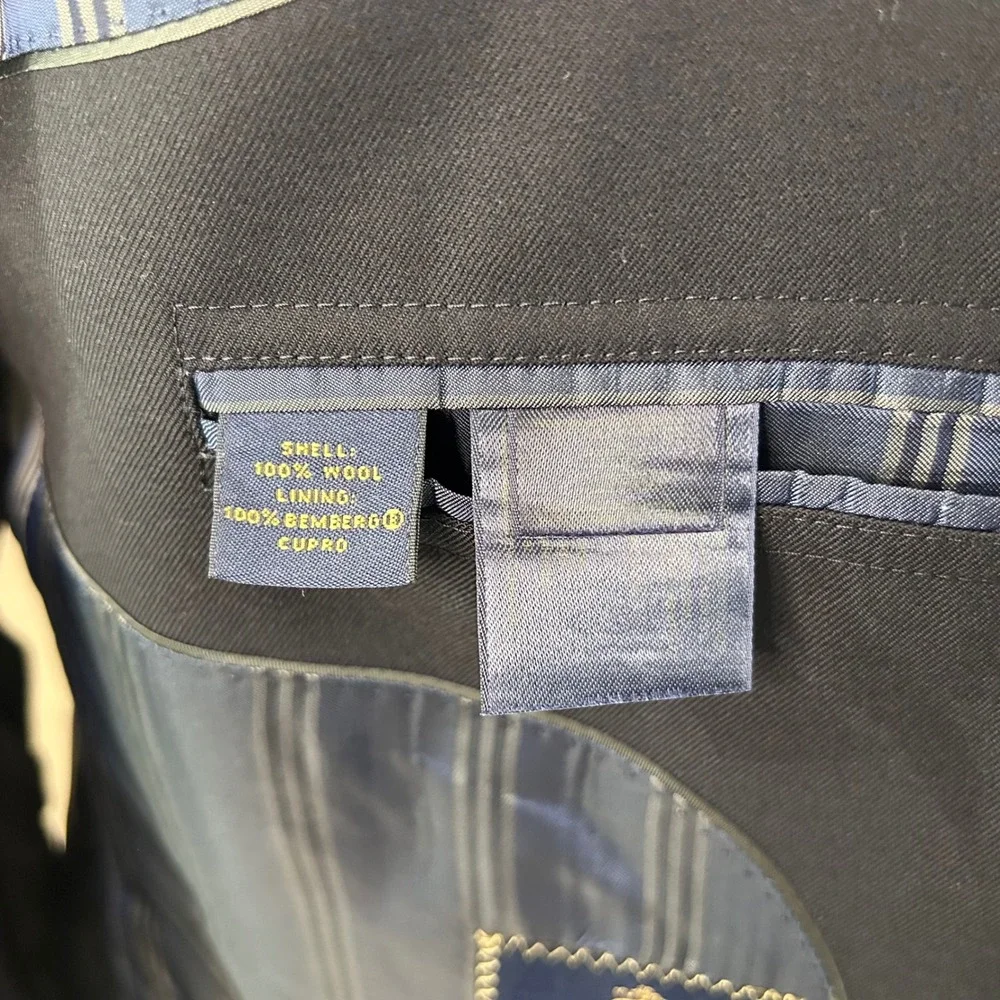 Brooks Brothers 44R Sport Coat 100% Wool Dark Navy Two Button Lined Vented